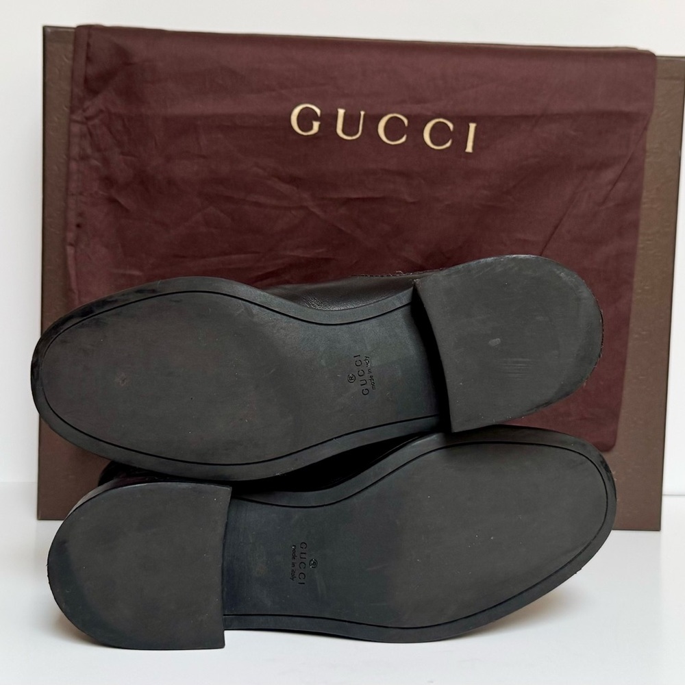 Gucci Black Embossed Leather Microguccissima Ankle Boots Size 8.5 - Picture 7 of 8